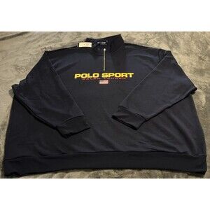 3XLT Polo Sport Ralph Lauren Fleece Sweatshirt Mens Blue 1/4 Zip Pullover
